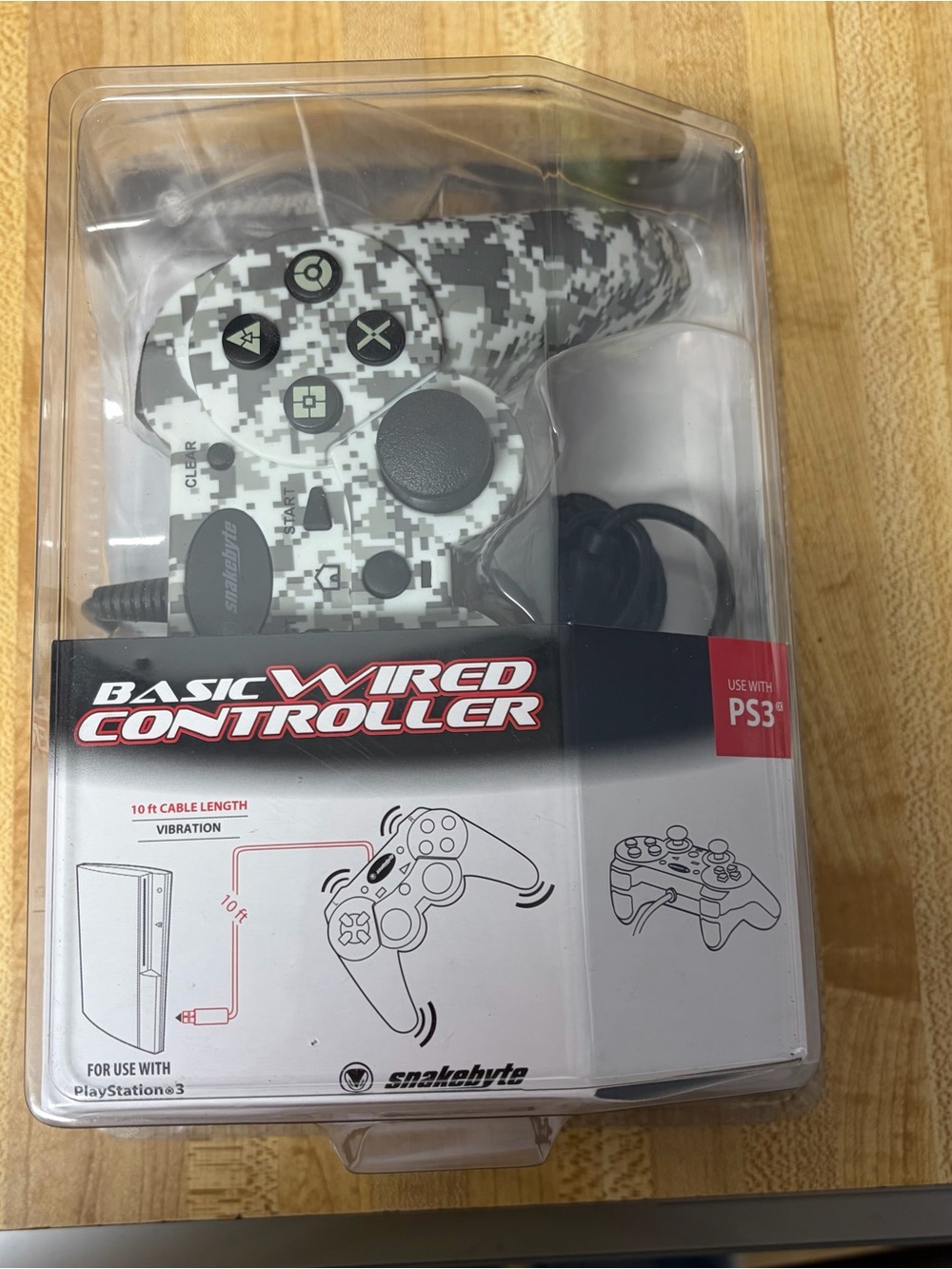 Gray Digital Camo Wired Controller for PS3